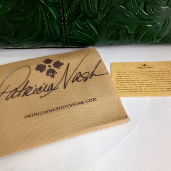 NWT Patricia Nash Tooled Leather Rienzo Satchel Shoulder Bag, Soft Green - Picture 14 of 15